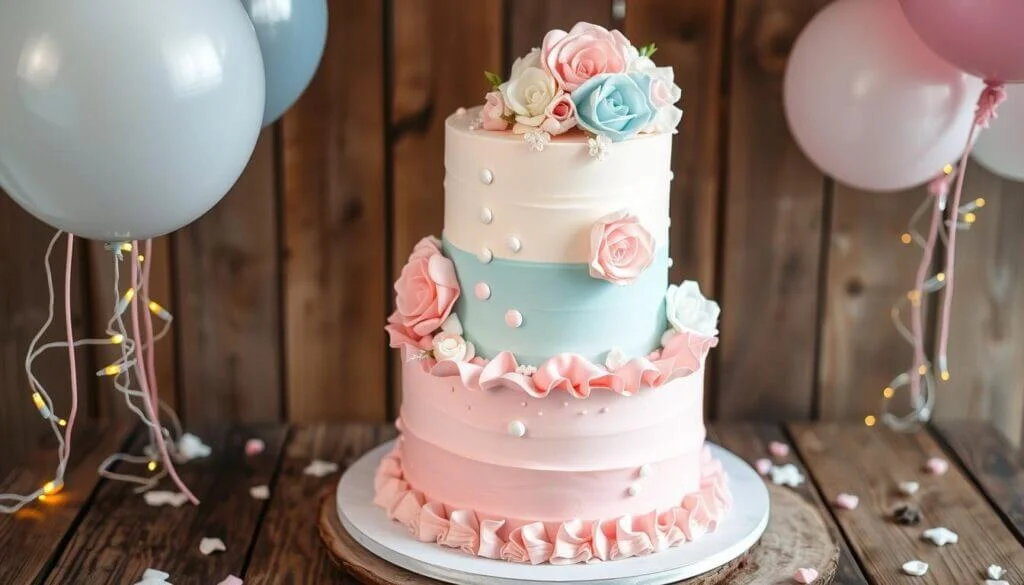 Chic Gender Reveal cake Design!