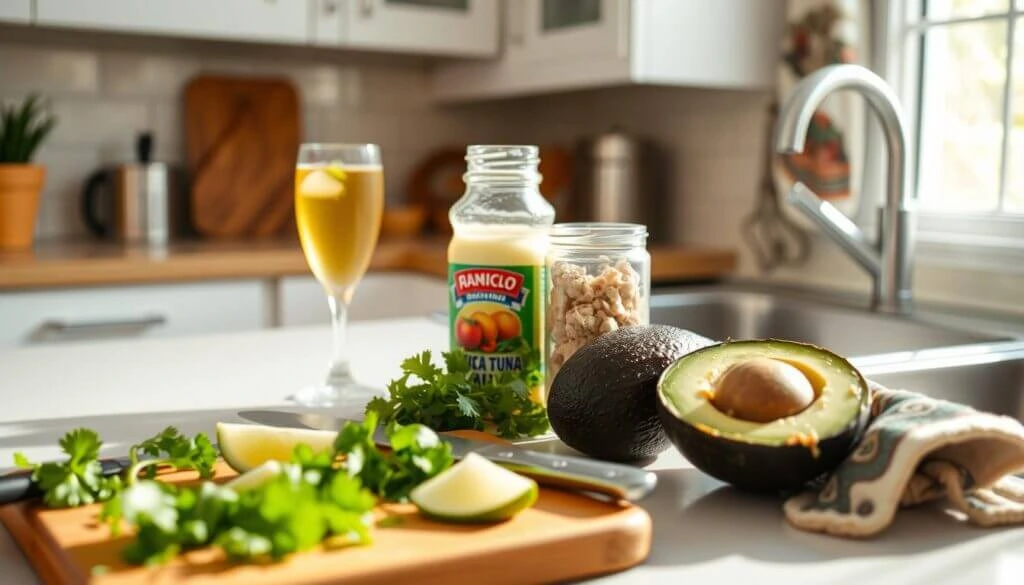 Mexican Tuna Salad Preparation Tools.