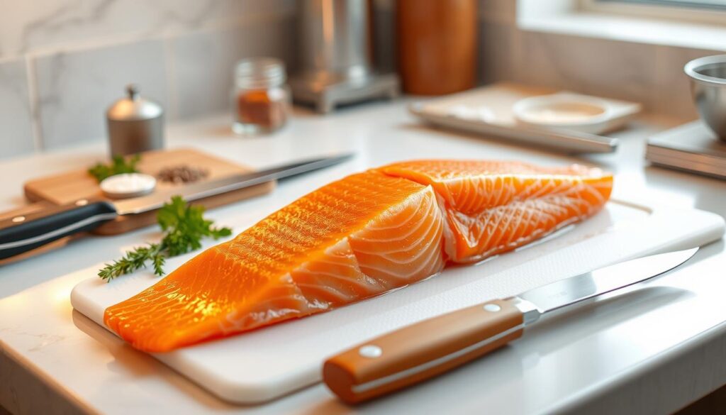 Preparing King Salmon Fillet