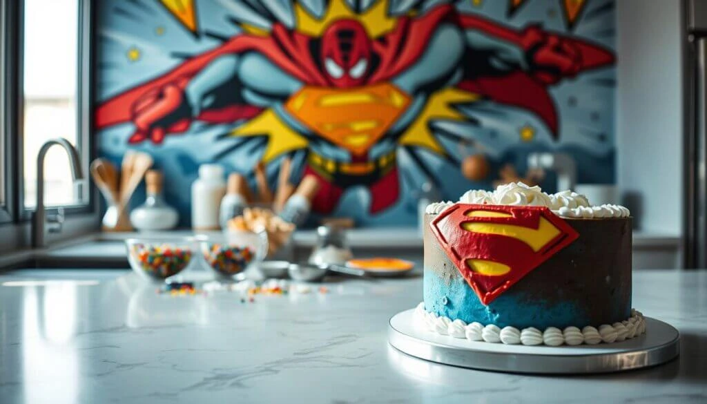 superhero cake preparation